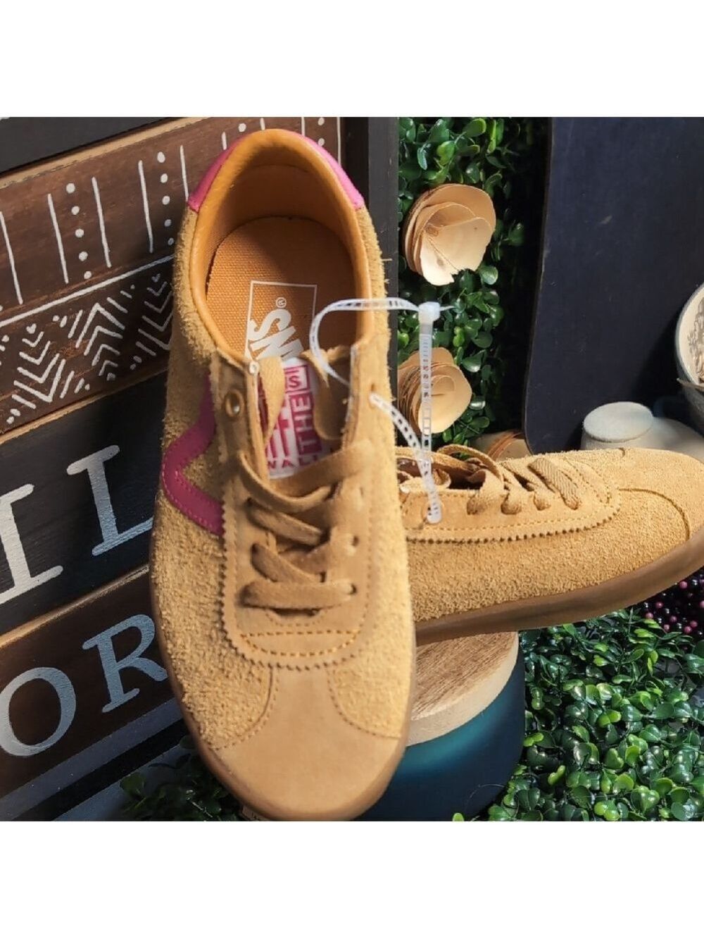 Sassy Suede & Popn Pink Leather Ladies Vans - Picture 7 of 14